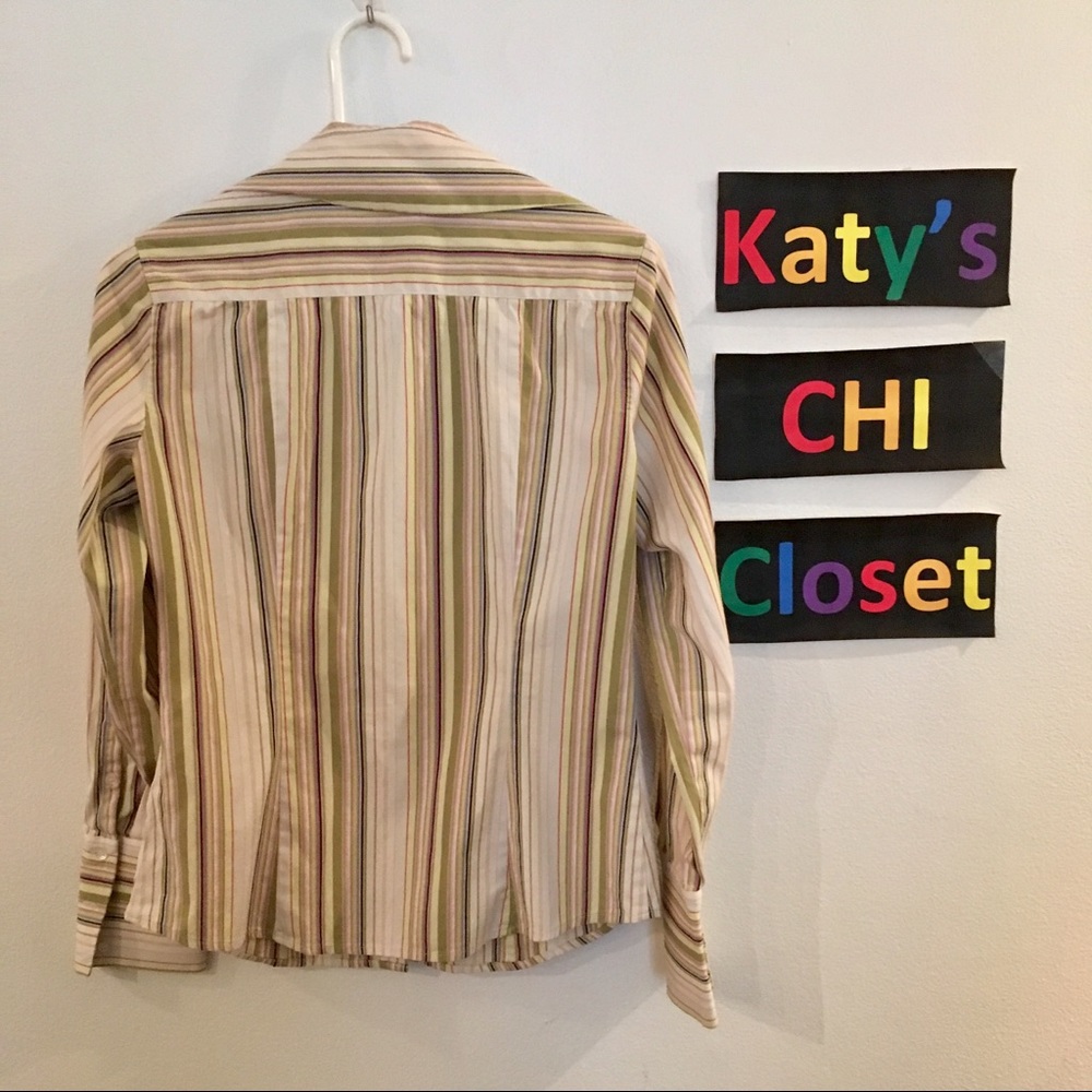 Express Multicolor Striped Button Down Shirt - image 3